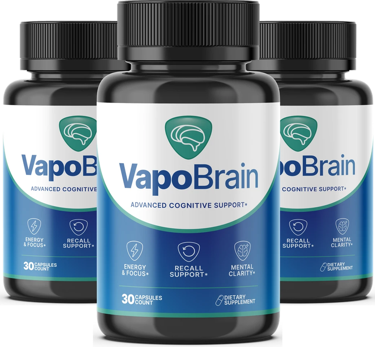 VapoBrain advanced cognitive support capsules, three bottles